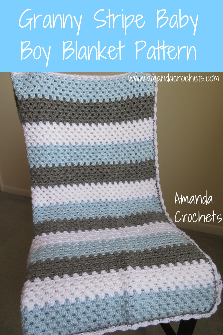 Granny Stripe Baby Boy Blanket - Amanda Crochets